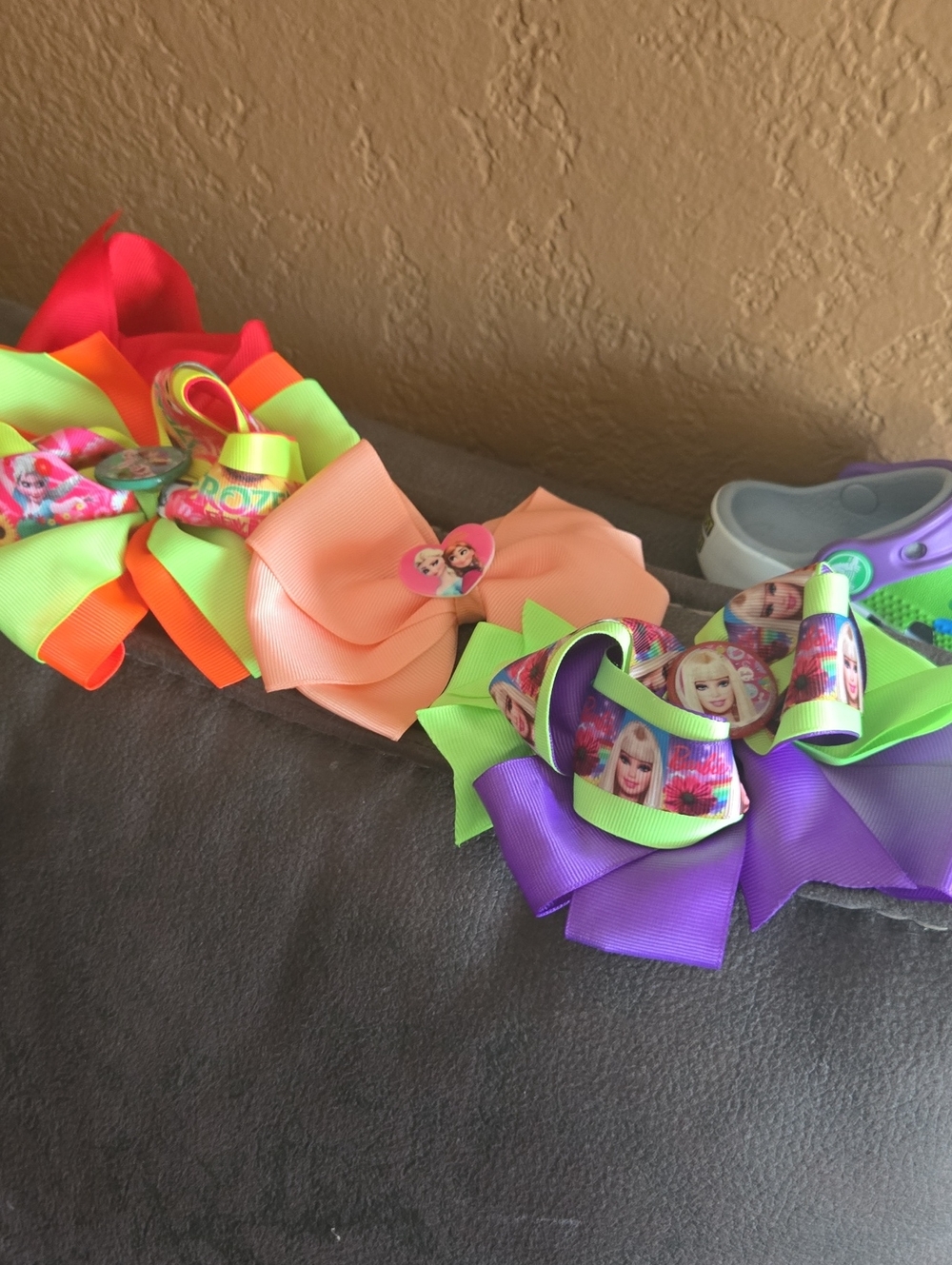 Bright Multi-Color Girls' Hair Bows - Neon Pink, Peach, Lime, Purple